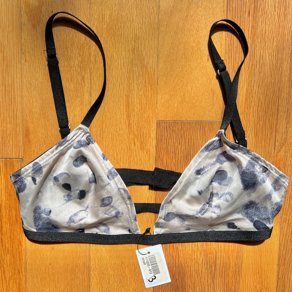 NWT The Lake & Stars Printed Stretch Silk Bralette, Size Small